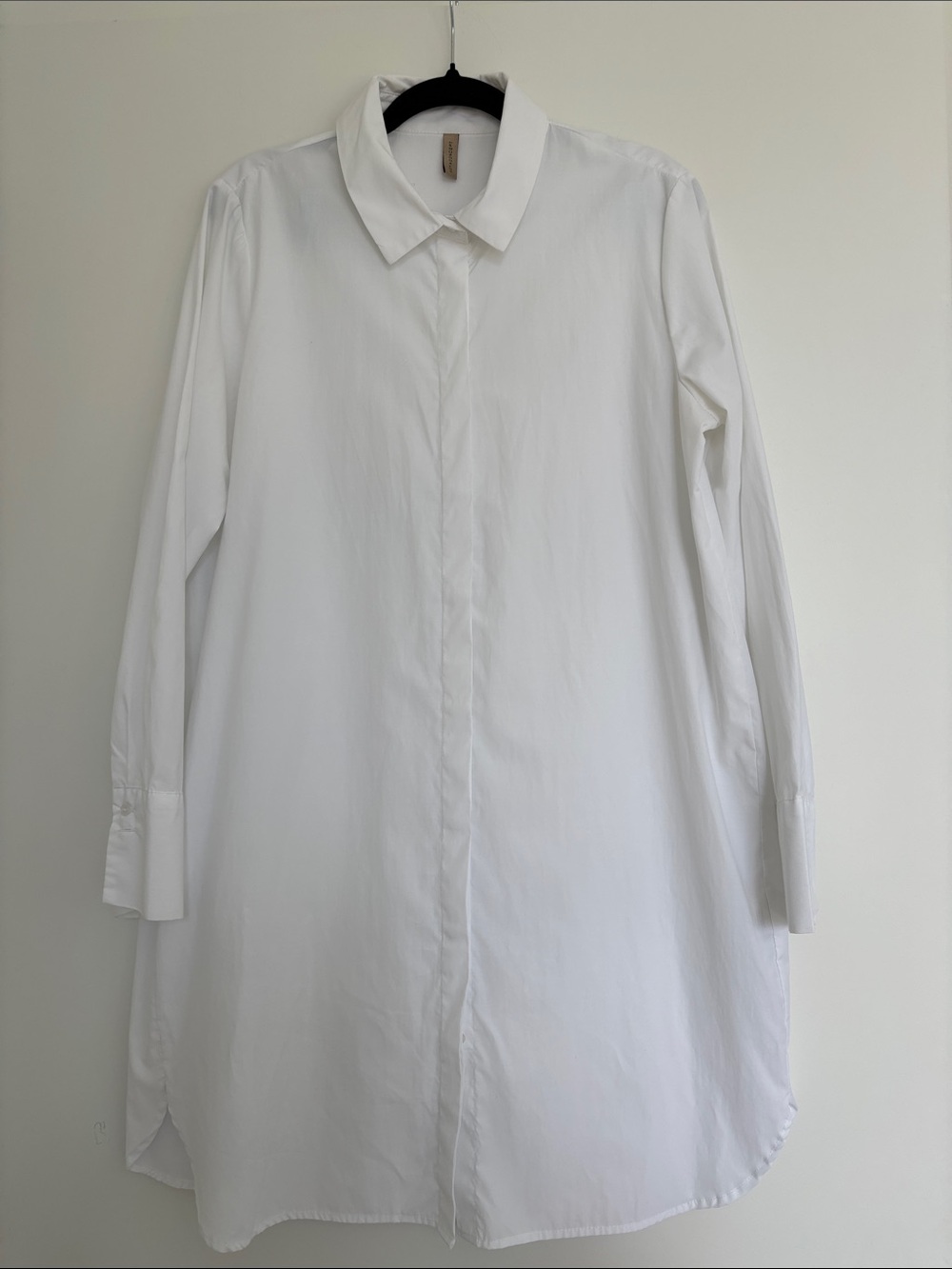 Classic White Button-Down Longline Shirt - Tunic Dress